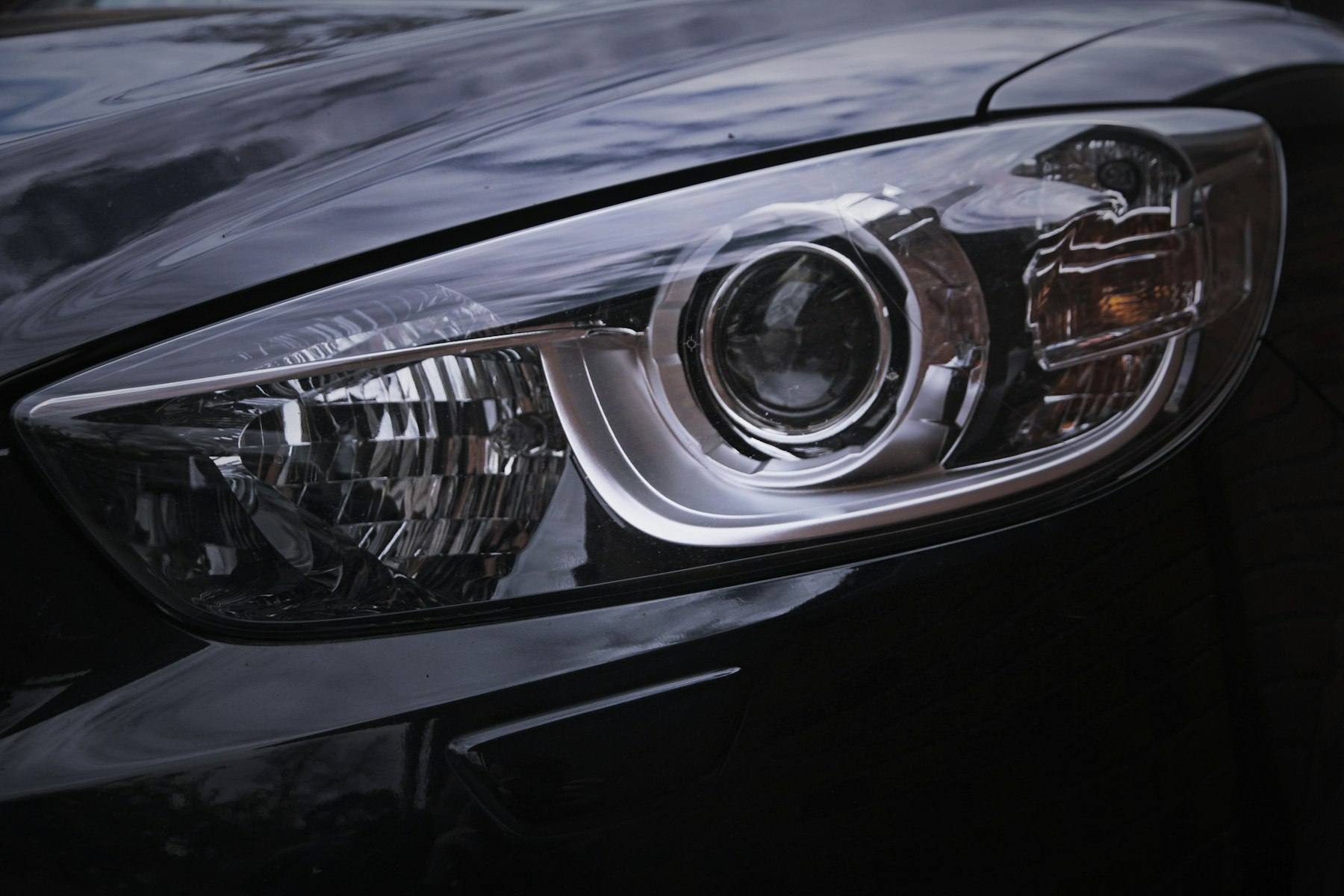 After restoration: restored headlight lens with crisp clarity
